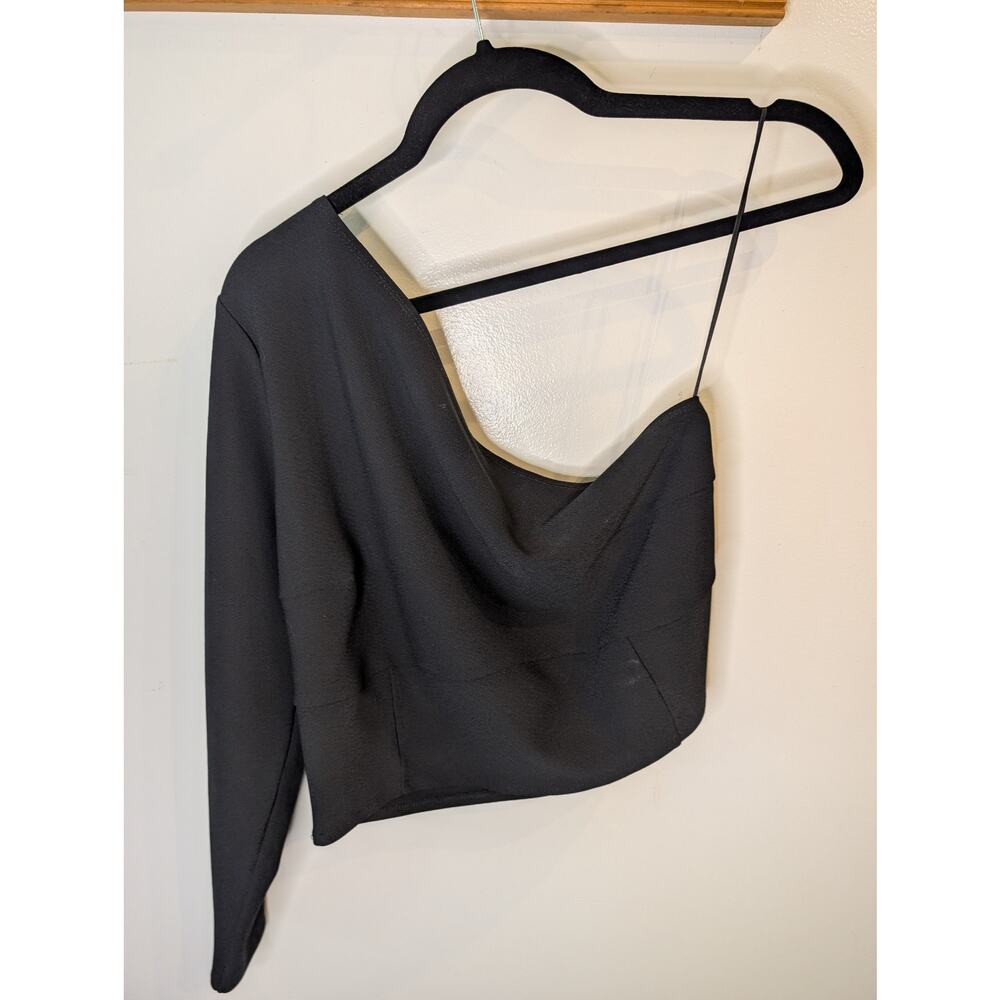 Abercrombie & Fitch Black One Shoulder Long Sleeve Bodycon Crop Top XL